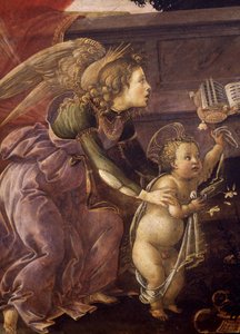 Madonna und Kind mit drei Engeln (Madonna del Padiglione), (Detail)