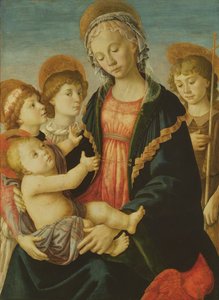 Die Jungfrau und das Kind mit zwei Engeln und Johannes dem Täufer, ca. 1470