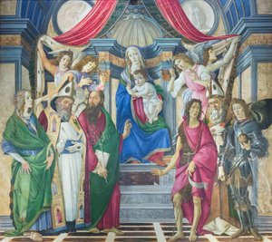 Madonna und Kind auf dem Thron mit Heiligen von Sandro Botticelli