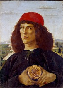 Porträt eines unbekannten Mannes mit der Medaille von Cosimo de Medici von Sandro Botticelli