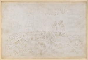 Die Göttliche Komödie, Inferno XXXII. Neunter Kreis (Cocytus), 1. und 2. Streifen: Bestrafung der Verwandten- und Vaterlandsverräter im Eis der Caina und Antenora von Sandro Botticelli