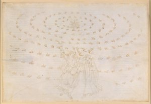La Divina Commedia, Paradiso XXVI. Achte Sphäre (Fixsternhimmel): Johannes befragt Dante zur dritten theologischen Tugend, der Liebe; Dante erhält seine Sehkraft verstärkt zurück; Das Licht Adams erscheint von Sandro Botticelli