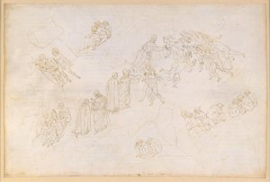 Die Göttliche Komödie, Purgatorio V. Vorpurgatorium, Mittelzone: Säumige, die infolge eines Gewaltaktes zu Tode kamen von Sandro Botticelli