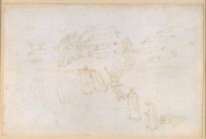 La Divina Commedia, Purgatorio XIX. Aufstieg zum fünften Ring des Purgatoriums: Dantes Sirentraum; Buße der Habgierigen und Verschwender; Gespräch mit Hadrian V. von Sandro Botticelli