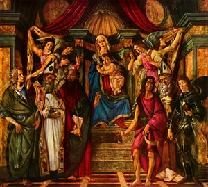 Madonna auf dem Thron mit sechs Heiligen, 1483 von Sandro Botticelli