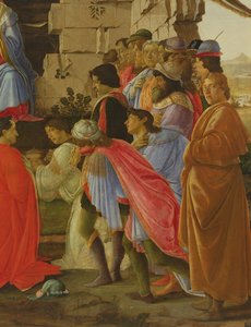 Die Anbetung der Könige, Detail (Selbstporträt und Medici-Familie) von Sandro Botticelli
