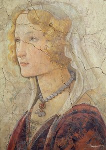 Venus und die drei Grazien, die einem Mädchen Geschenke anbieten (Detail) von Sandro Botticelli