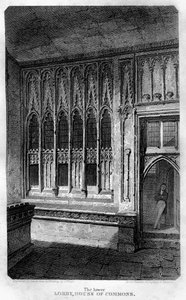 Die untere Lobby, House of Commons, Westminster, London, 1815