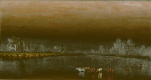 Kühe in einem Teich bei Sonnenuntergang, 1860 von Sanford Robinson Gifford