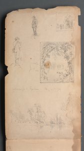 Skizzenbuch, Seite 01: Selbstporträts mit Vignetten von Sanford Robinson Gifford