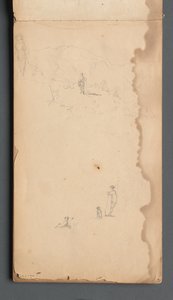 Skizzenbuch, Seite 02: Figur in einer Landschaft mit Hund