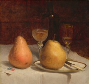 Zwei Birnen auf einem Tisch von Sanford Robinson Gifford