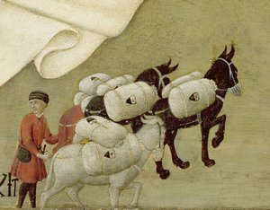 Die Erscheinung der Jungfrau vor Papst Calixtus III (1378-1458) 1455-58 (Detail) von Sano di also Ansano di Pietro di Mencio Pietro