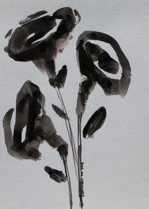 Minimalistische Tintenblumen