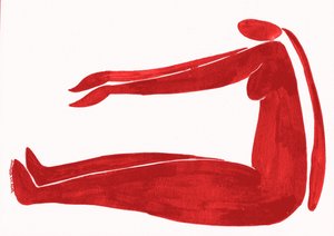 Minimalistische rote Yoga-Figur von Santhosh ch