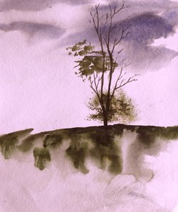 Stimmungsvoller Hügelbaum