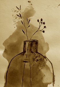 Sepia Botanische Vase