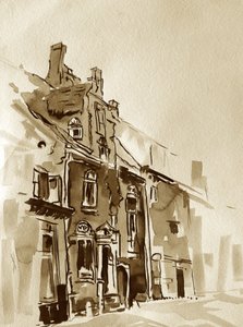 Vintage Sepia Stadtgebäude von Santhosh ch