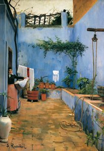 Der blaue Hof (El patio azul) Gemälde von Santiago Rusinol y Prats (1861-1931) 1892 Monistrol de Montserrat. Museum von Montserrat.