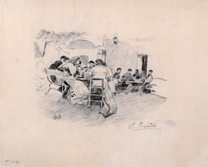 Tee im Freien von Santiago Rusiñol