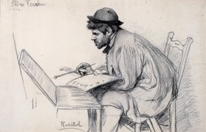 Porträt von Pere Ferran beim Malen von Santiago Rusiñol