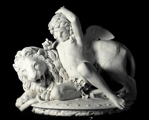 Liebe, die die Kraft beherrscht. Marmorskulptur von Santo Varni (1807-1885) 1865. Aus der Sammlung von Prinz Odon di Savoia. Genua, Galleria d