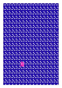 Blaues Papierhaus Wiederholungsdruck von Sarah Evans