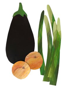Spargel, Aprikosen, Aubergine