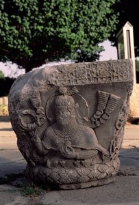 Kapital, das Khosrow II. als siegreichen Krieger zeigt, ca. 620 von Sasanian School