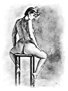 Nackte Frau auf Barhocker