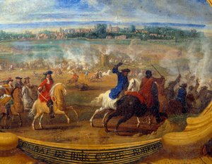 Die Taten von Louis II. Prinz von Bourbon Conde (Bourbon-Conde) bekannt als der Große Conde (1621-1686), Schlacht von Brie. Detail, Gemälde von Savior Le Conte (Leconte, Le Comte, Lecomte) (1659-1694) 17. Jahrhundert Chantilly, Musee Conde