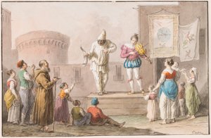 Aquarell; Darsteller der Commedia dell