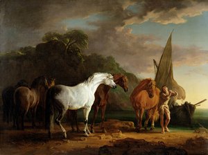 Gulliver nimmt endgültig Abschied vom Land der Houyhnhnms, ca. 1769