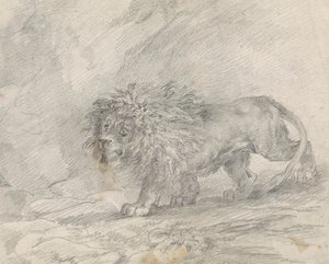 Löwe, der in felsiger Landschaft geht von Sawrey Gilpin
