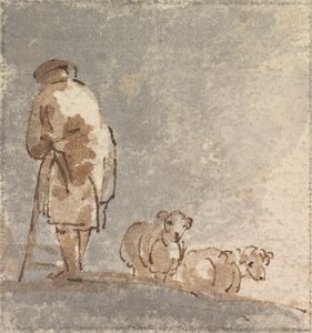 Schäfer mit Schafen