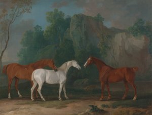 Drei Jäger in einer felsigen Landschaft