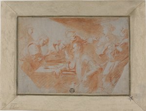 Gruppe von Figuren um einen Tisch von Sébastien Bourdon