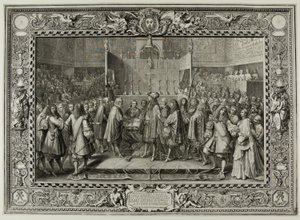 Erneuerung des Bündnisses zwischen den Franzosen und den Schweizern im Jahr 1663 von Sébastien Le Clerc the elder