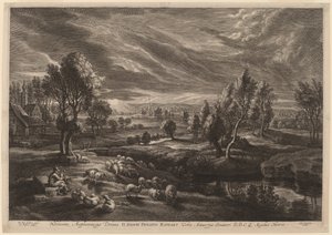 Landschaft mit einem Dorf
