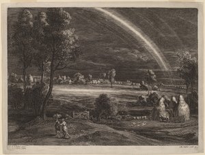Landschaft mit einem großen Regenbogen