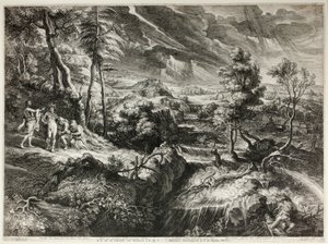 Landschaft mit Philemon und Baucis, aus Große Landschaften von Schelte Adamsz. Bolswert