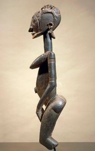 Holz- und Metallschnitzerei, von Meister der schrägen Augen, Höhe 59 cm, Dogon Stammeskunst Mali von School African