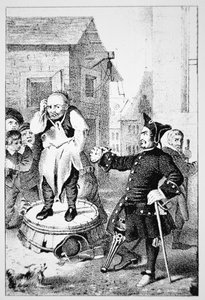 Peter Stuyvesant tadelt Willem Wickendam für das Predigen einer baptistischen Predigt von School American