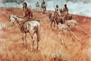 Sioux-Indianer unterwegs von School American