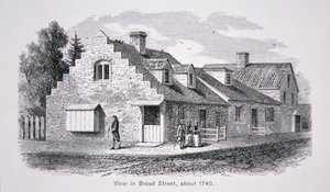 Ansicht der Broad Street, New York City um 1740 von School American