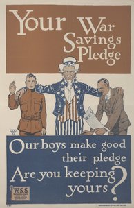 Ihr Kriegssparversprechen. Unsere Jungs halten ihr Versprechen. Halten Sie Ihres? von School American