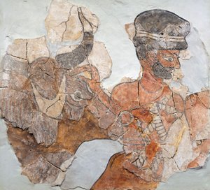 Fresko, das ein Opfer darstellt, aus Mari (heute Tell Hariri), archäologische Stätte, Syrien von School Assyrian