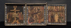 Tragbares Triptychon-Ikone: Die Auferstehung und Anastasis von School Byzantine