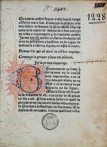 Psalter von Boniface Ferrer, korrigiert von Jaime Borrell, gedruckt von Nicolaus Spindeler in Barcelona im Jahr 1480 von School Catalan