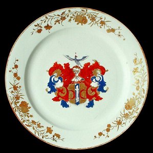 Ein chinesischer Imari-Porzellanteller mit den Wappen der Familie Valckenier aus Amsterdam, ca. 1750
